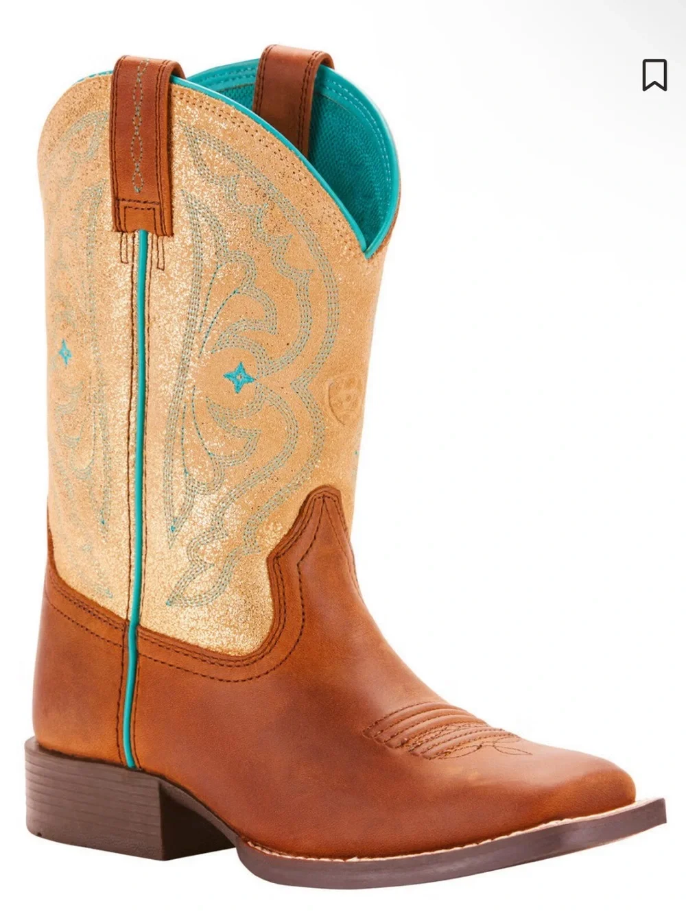 Ariat girls QuickDraw western brown teal boots shoes size 11